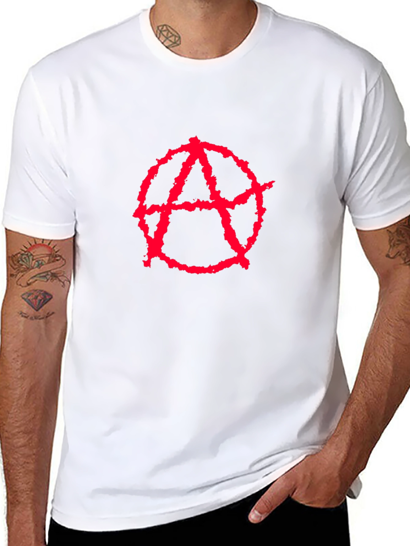 Anarchy Symbol T-Shirt - Red on Black