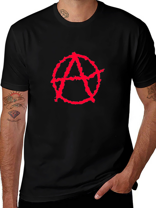 Anarchy Symbol T-Shirt - Red on Black