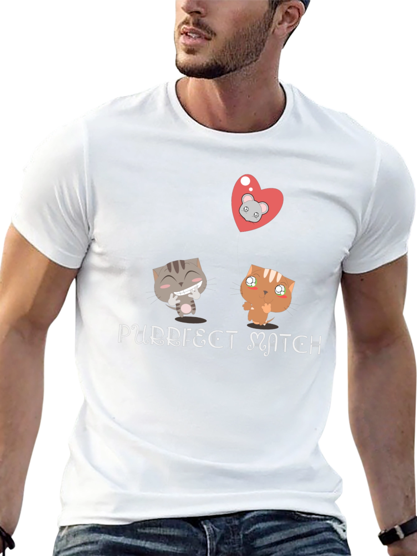 Purrfect Match Graphic Tee - Cat Lovers Gift
