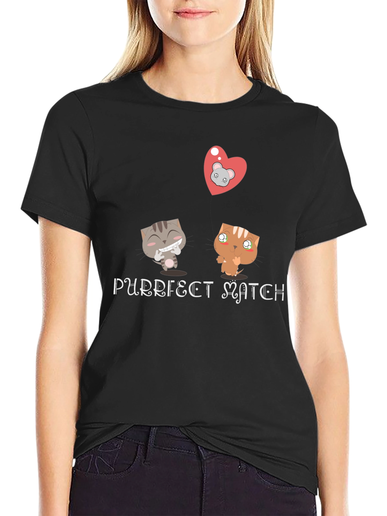 Purrfect Match Graphic Tee - Cat Lovers Gift