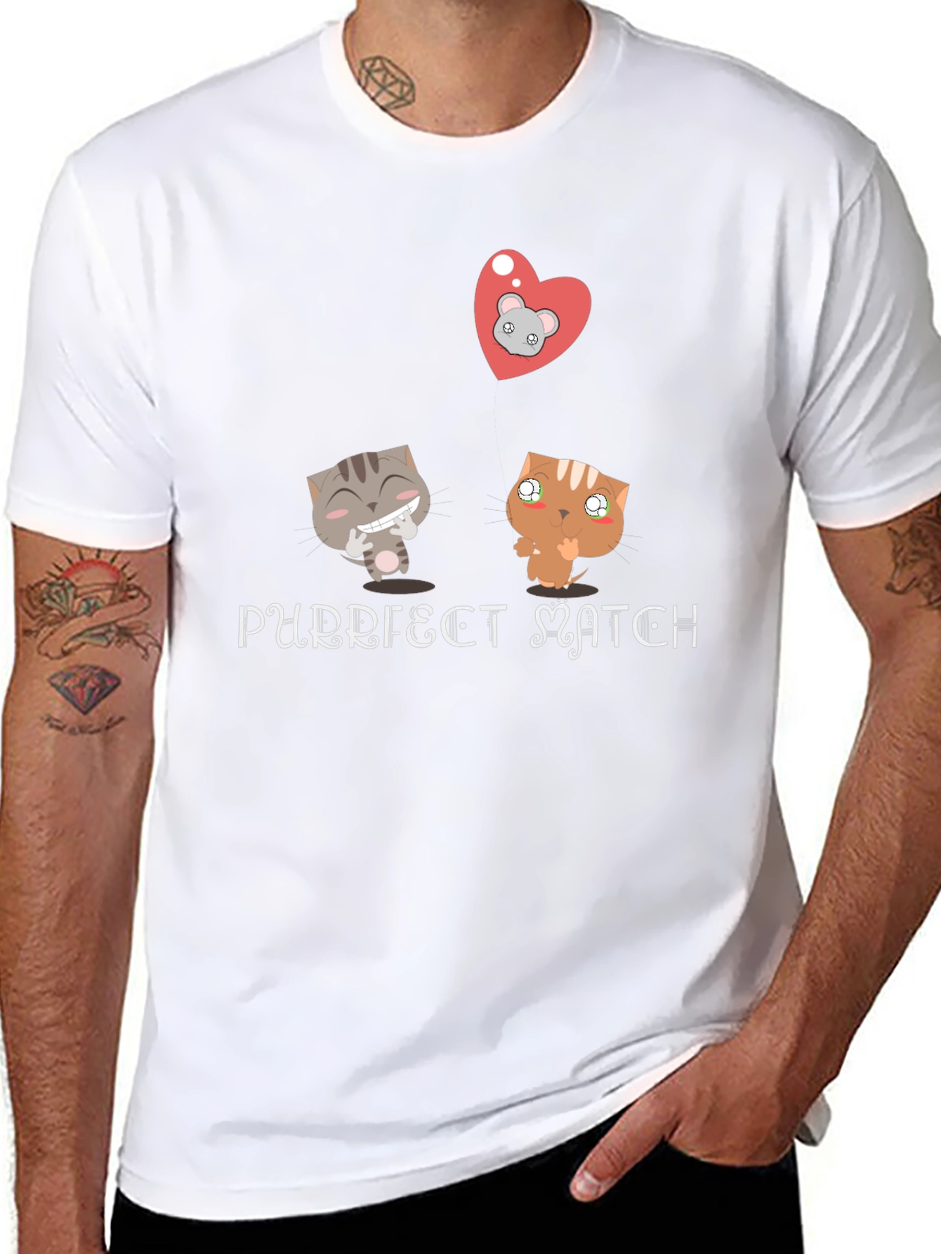 Purrfect Match Graphic Tee - Cat Lovers Gift