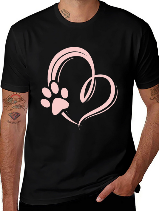 Heart Paw Print Graphic Tee - Black