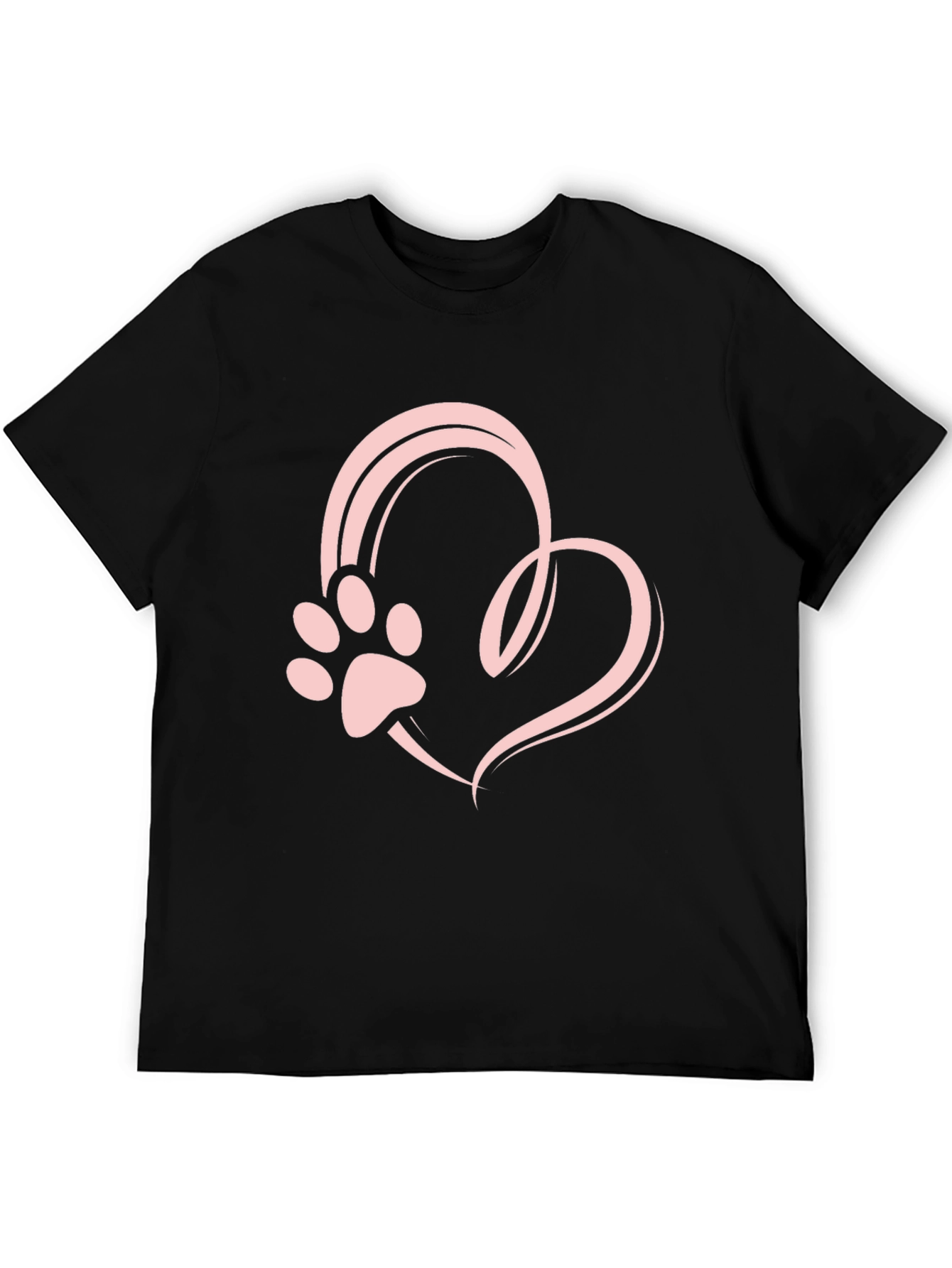 Heart Paw Print Graphic Tee - Black