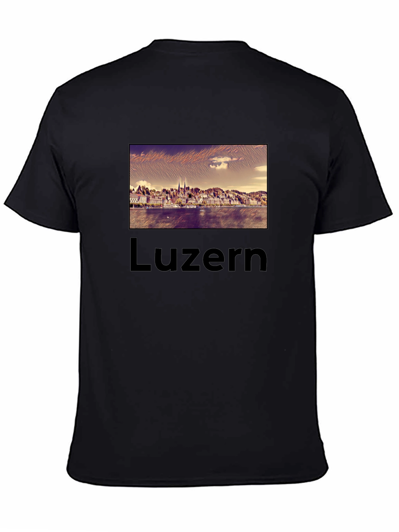 Luzern Black T-Shirt - Cityscape Design