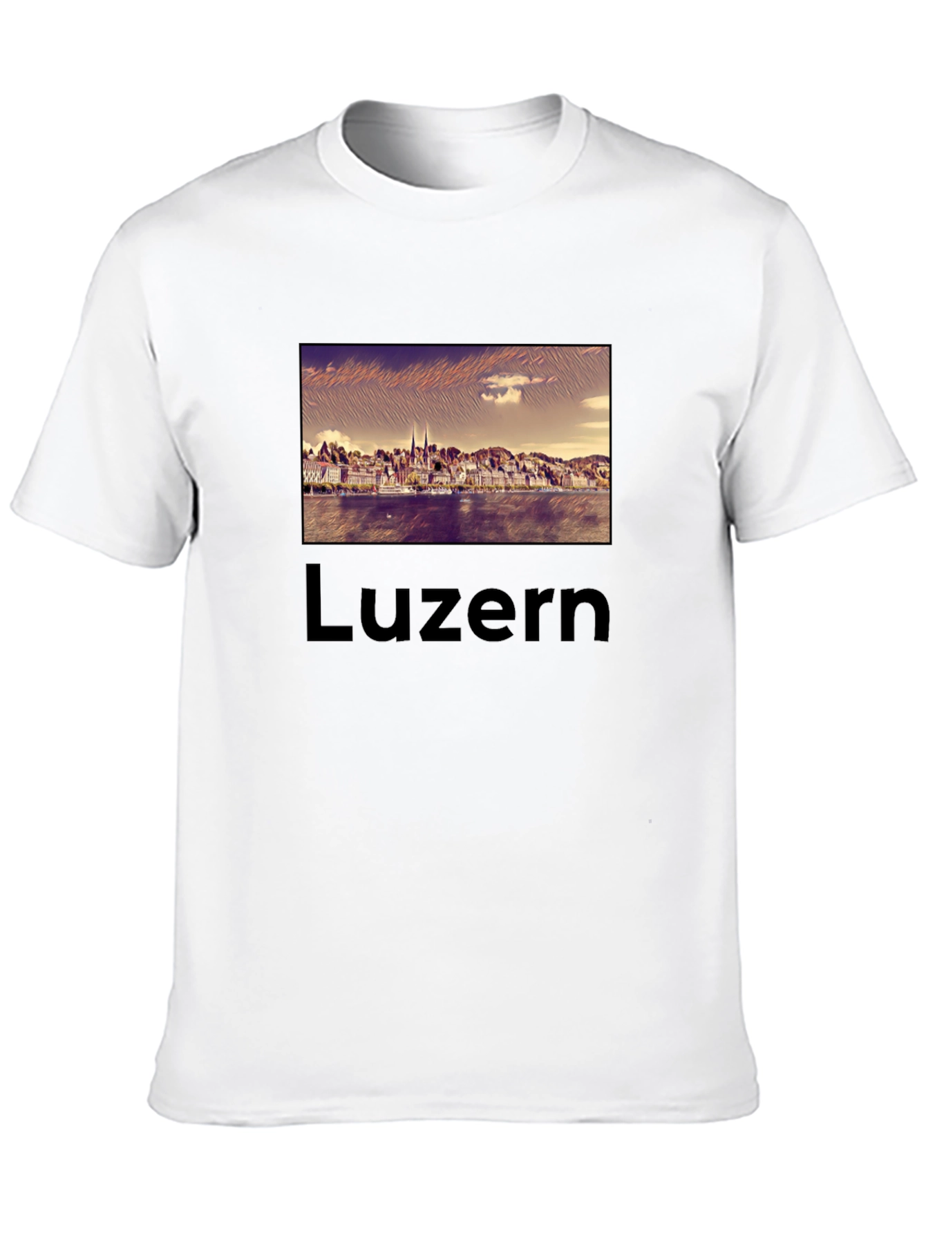 Luzern Black T-Shirt - Cityscape Design