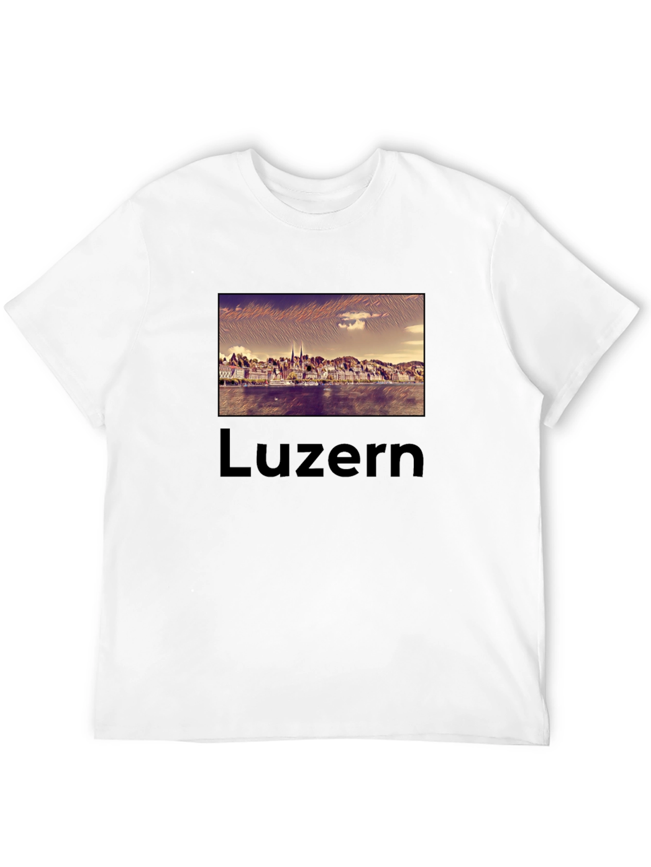 Luzern Black T-Shirt - Cityscape Design