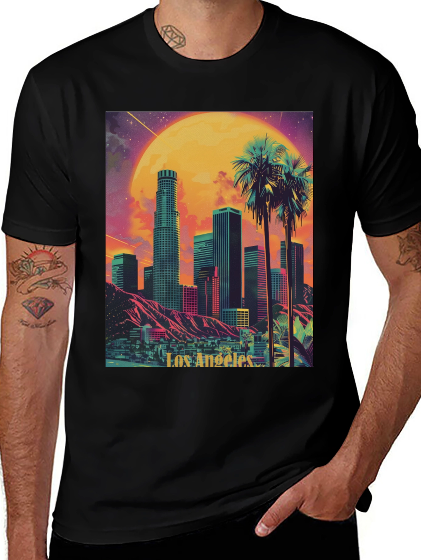 Los Angeles Cityscape Graphic Tee - Retro Style