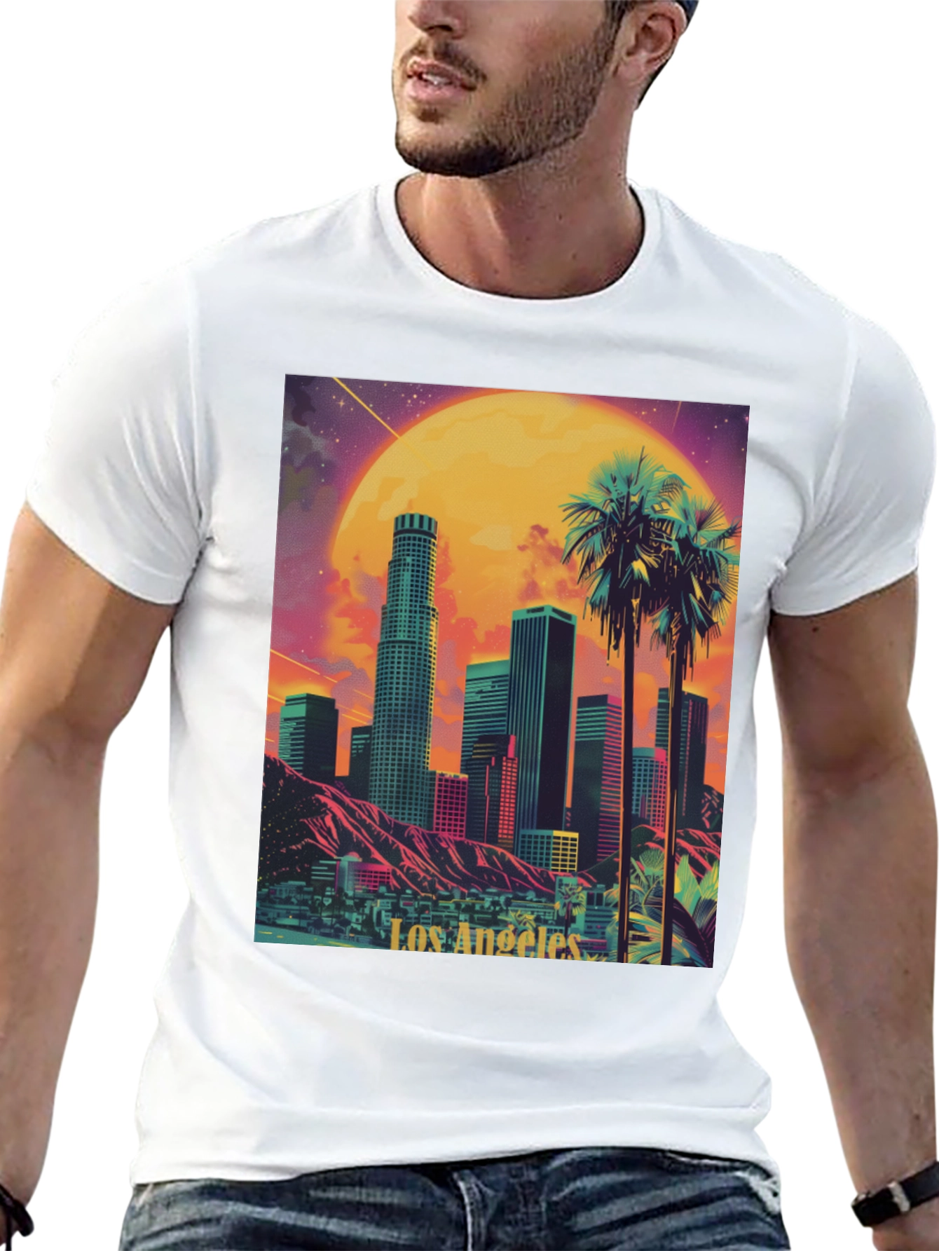 Los Angeles Cityscape Graphic Tee - Retro Style