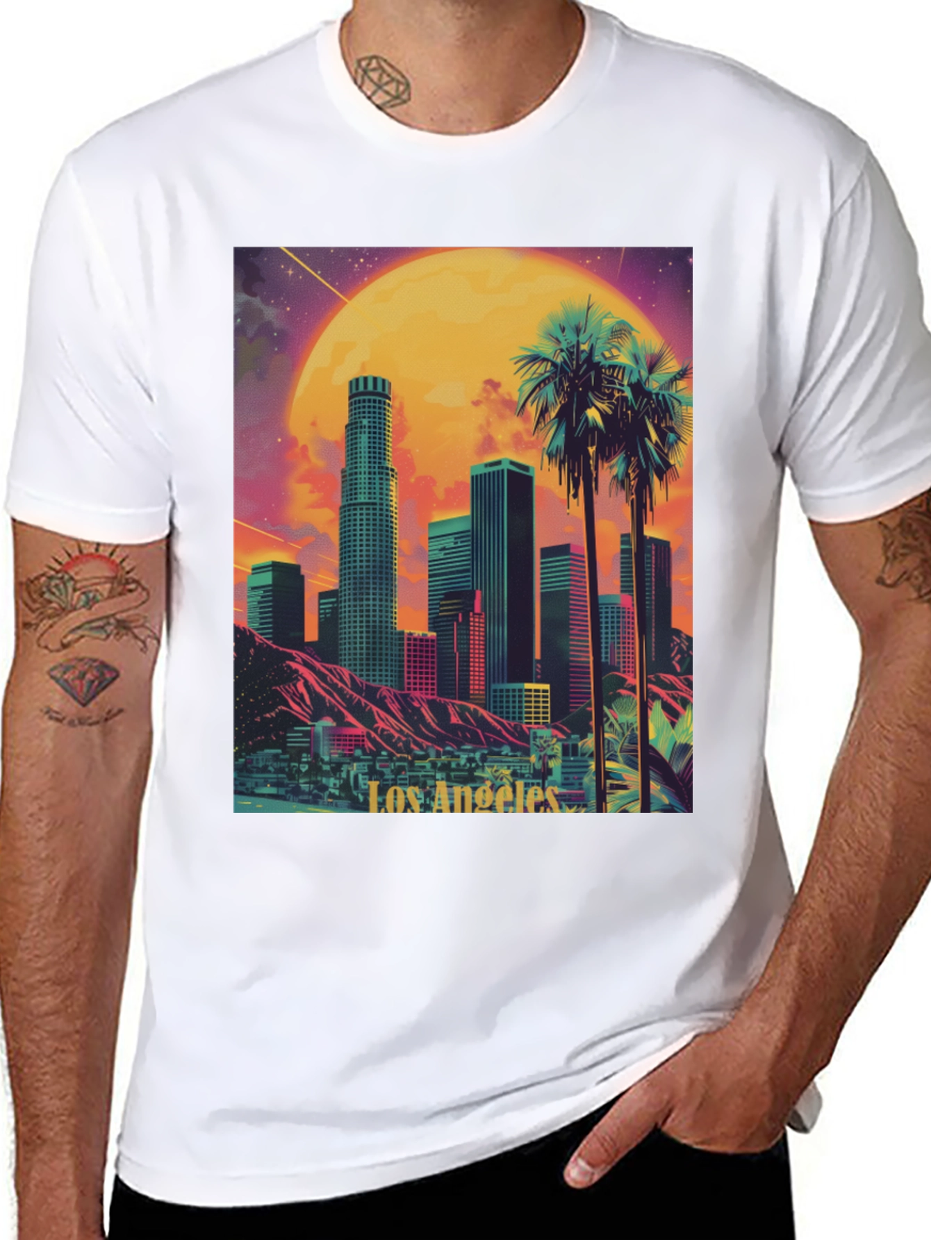 Los Angeles Cityscape Graphic Tee - Retro Style