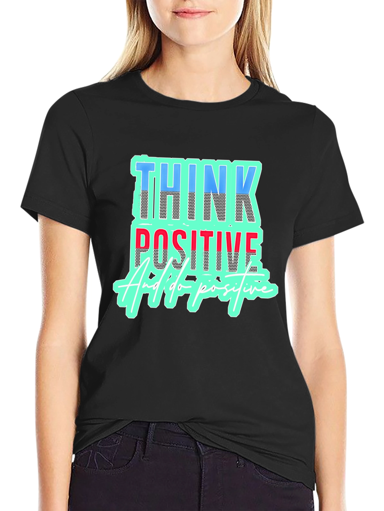 Think Positive Black Graphic Tee