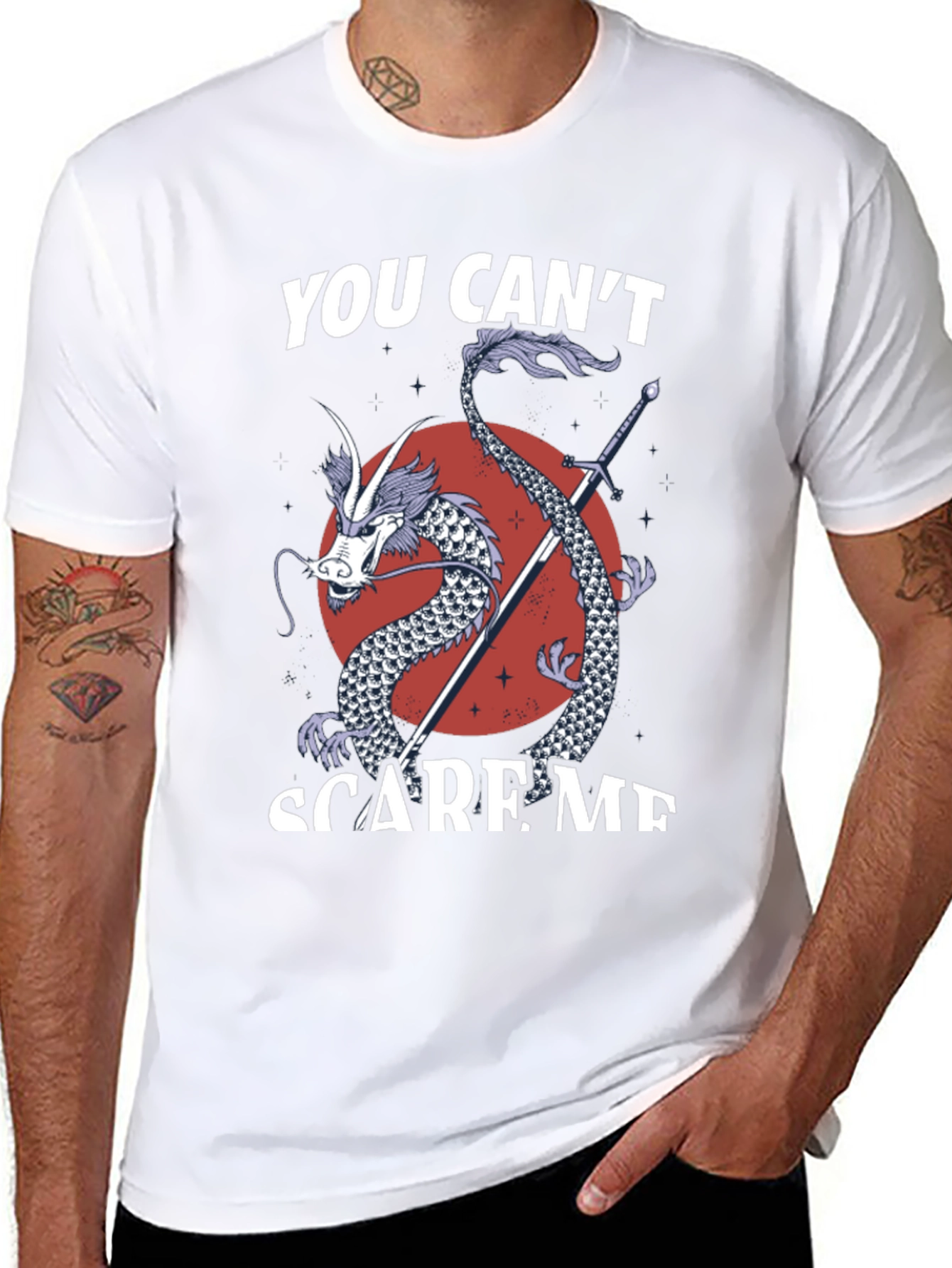 You Cant Scare Me Dragon Sword T-Shirt