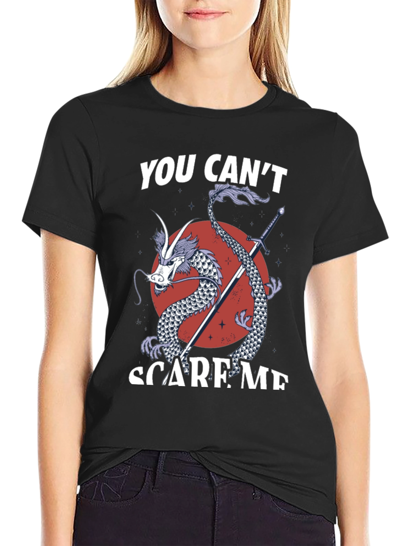 You Cant Scare Me Dragon Sword T-Shirt