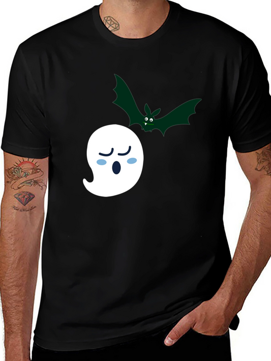 Halloween Ghost & Bat Graphic Tee