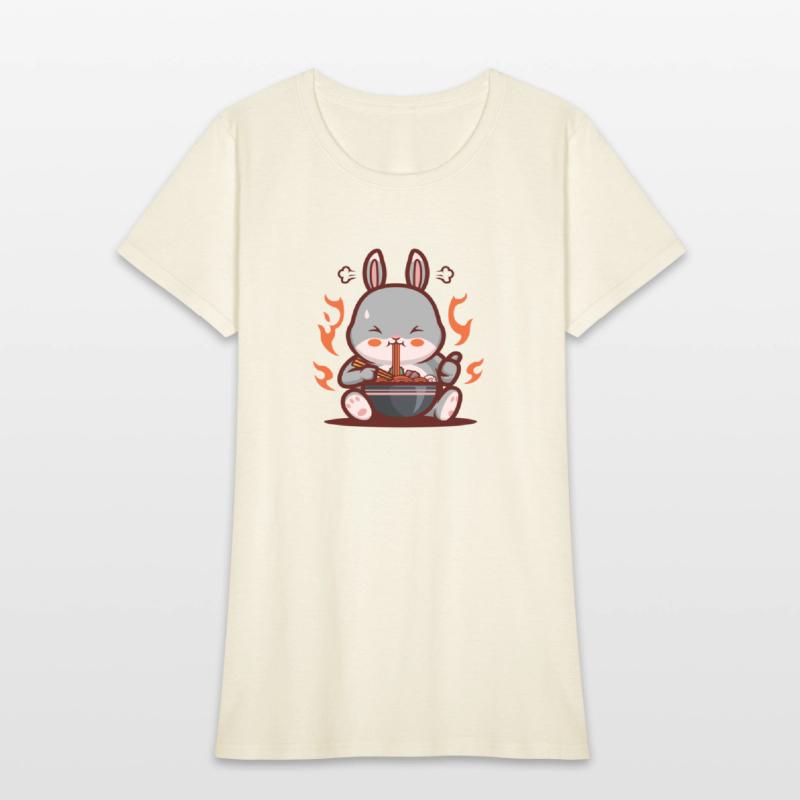 Rabbit Eating Spicy Ramen Noodles cute