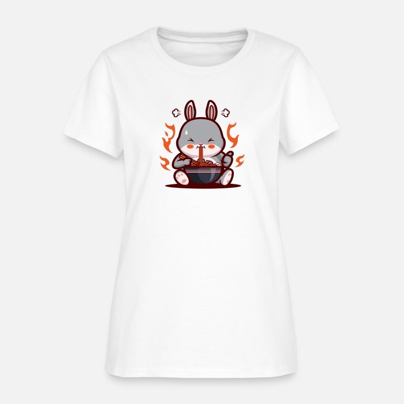 Rabbit Eating Spicy Ramen Noodles cute