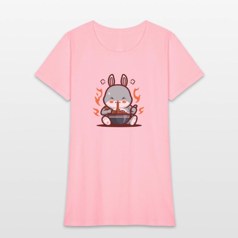 Rabbit Eating Spicy Ramen Noodles cute