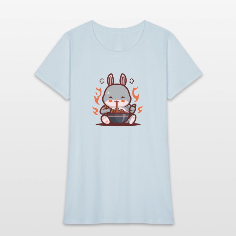 Rabbit Eating Spicy Ramen Noodles cute