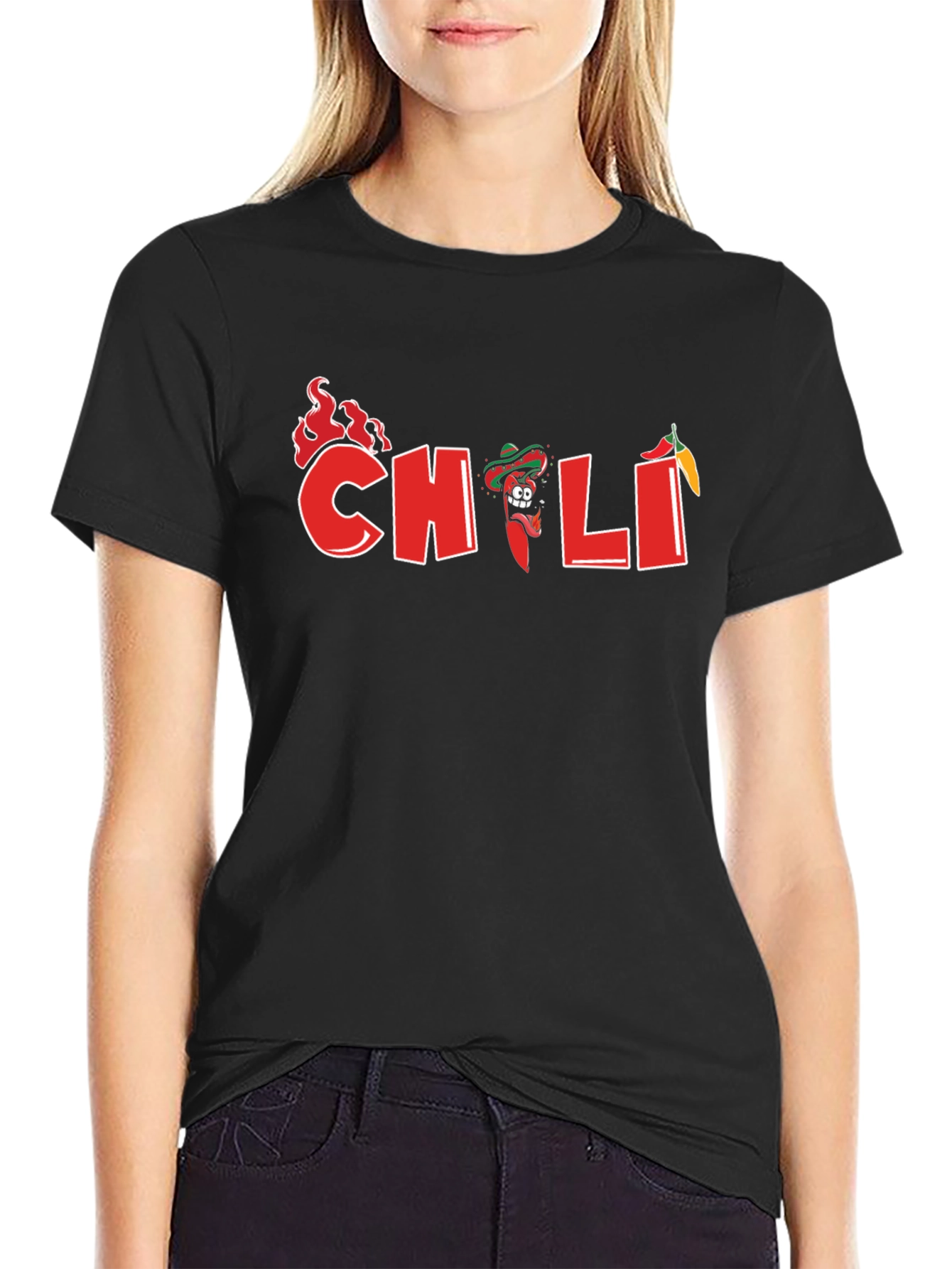 Spicy Chili Graphic T-Shirt - Black Cotton Tee