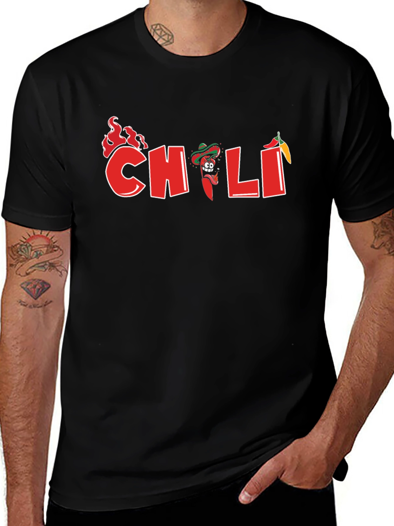 Spicy Chili Graphic T-Shirt - Black Cotton Tee