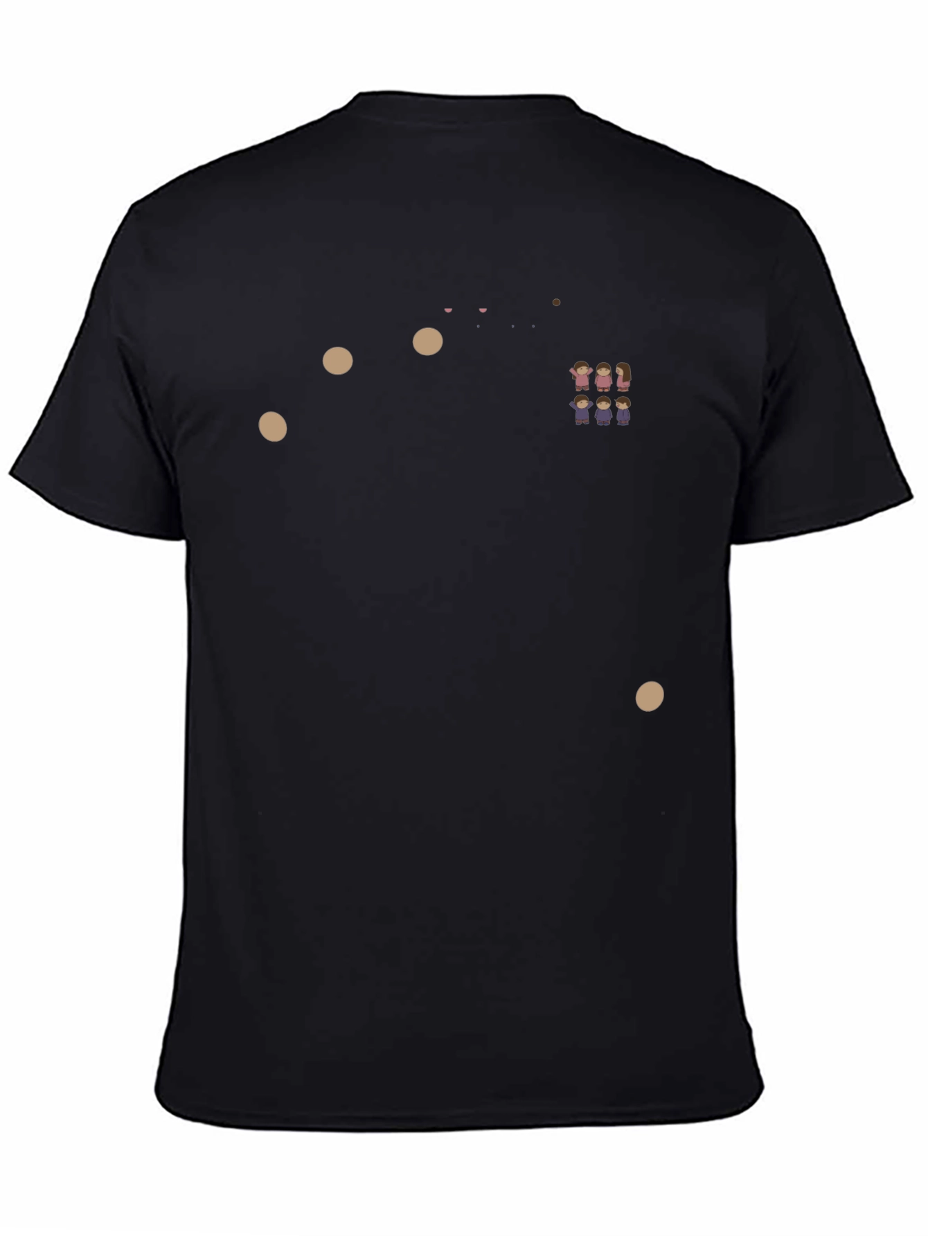 Black T-Shirt with Cartoon Family Print