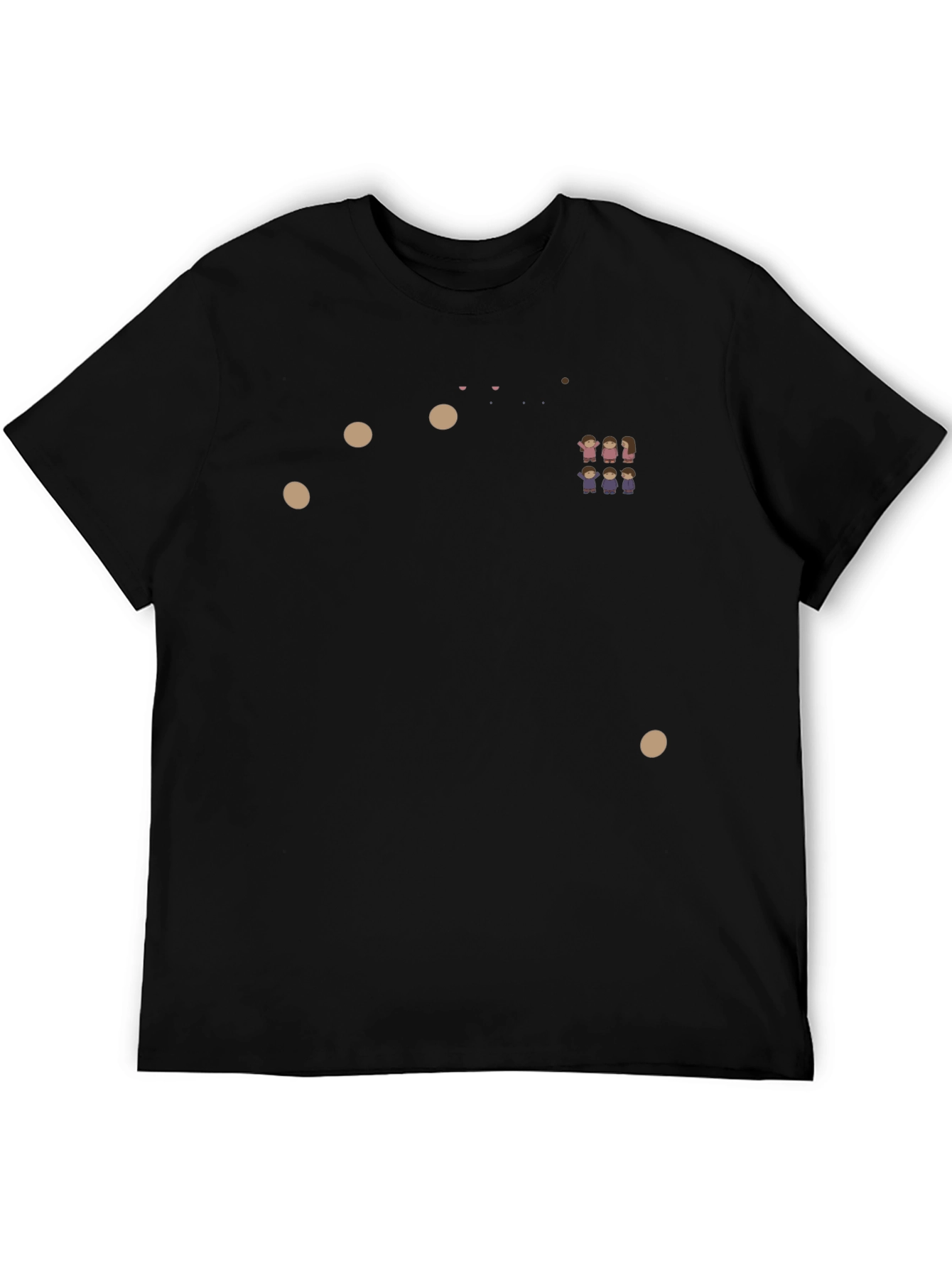 Black T-Shirt with Cartoon Family Print