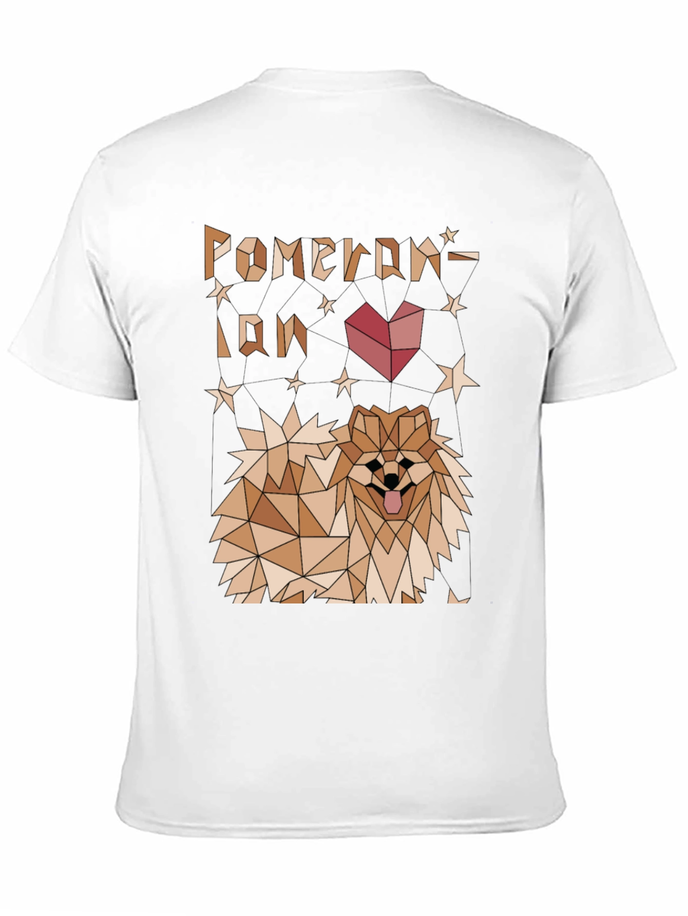 Geometric Pomeranian Dog Graphic Tee - Black