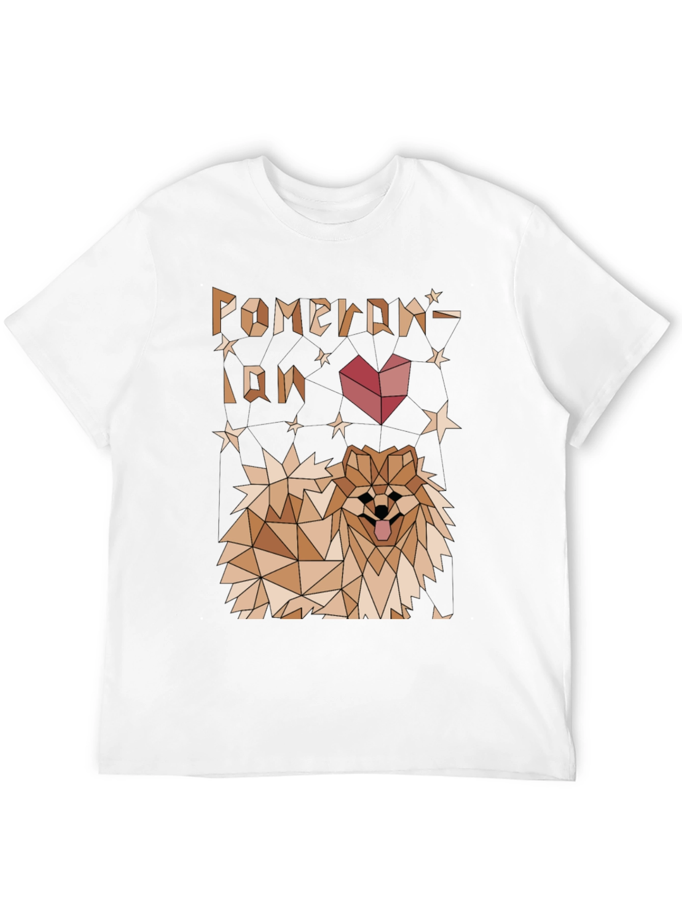 Geometric Pomeranian Dog Graphic Tee - Black