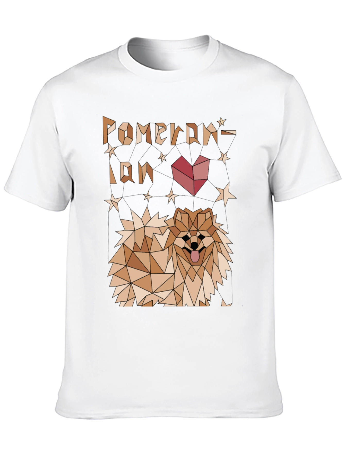 Geometric Pomeranian Dog Graphic Tee - Black