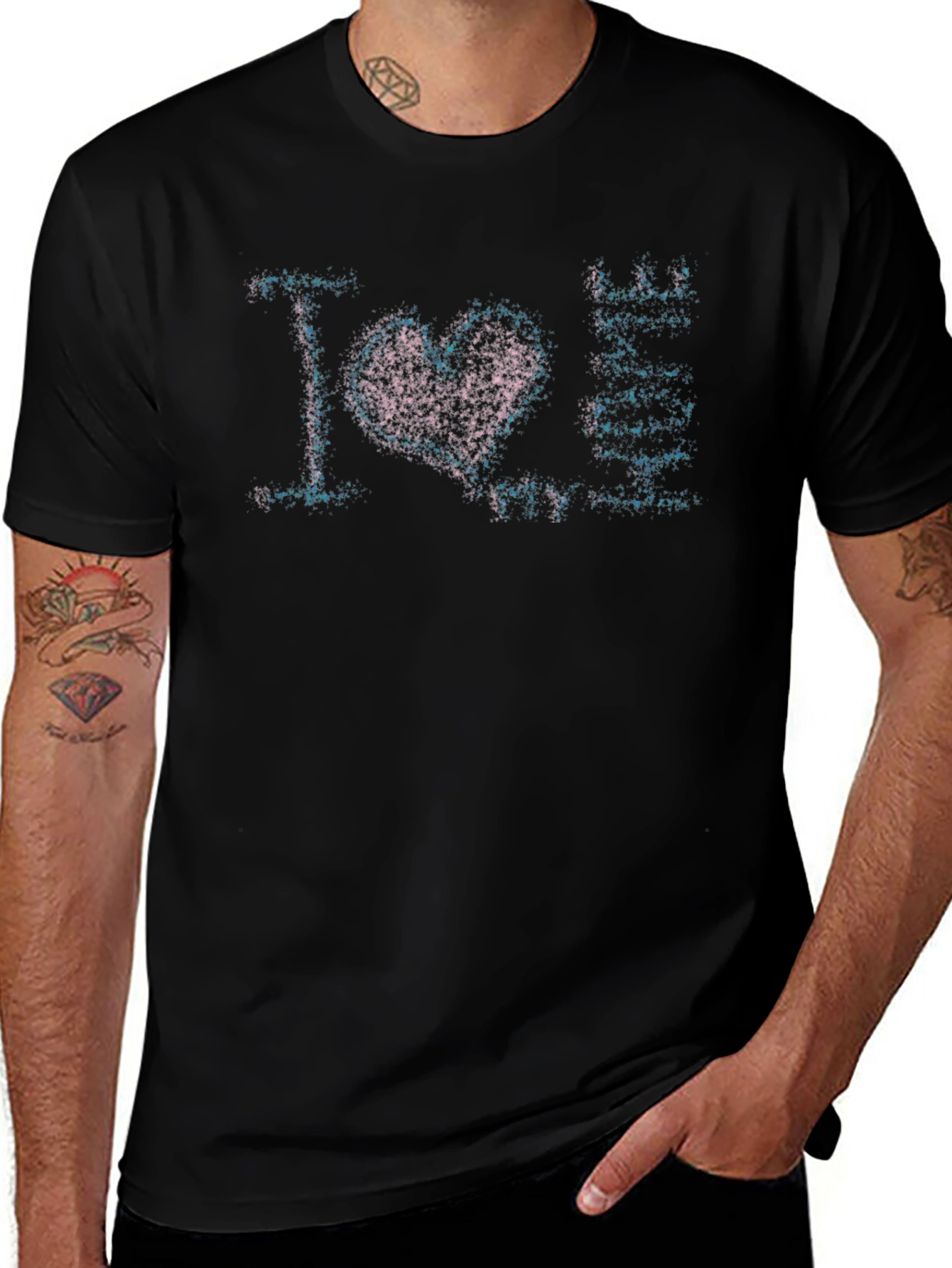 I Love Anime Graphic Print Black T-Shirt