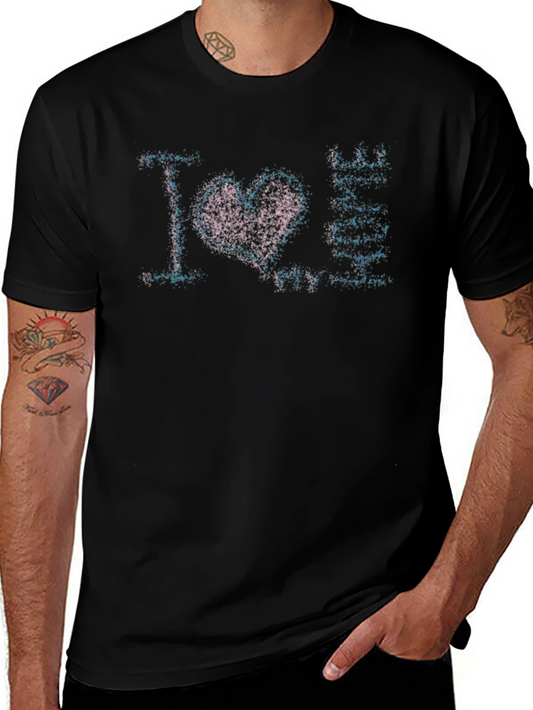 I Love Anime Graphic Print Black T-Shirt