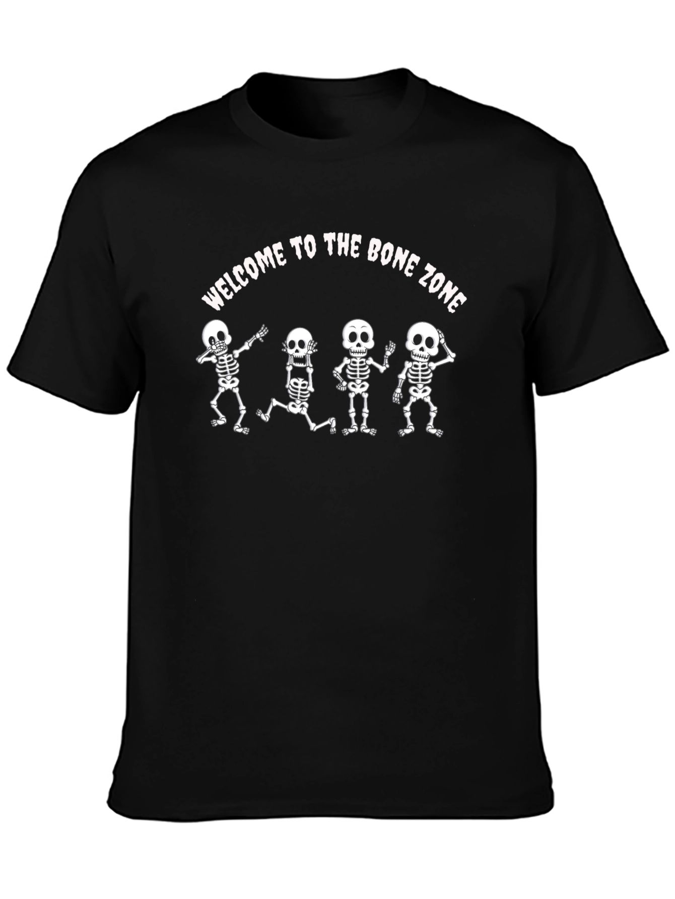 Bone Zone Skeleton Graphic Tee - Black Cotton T-Shirt