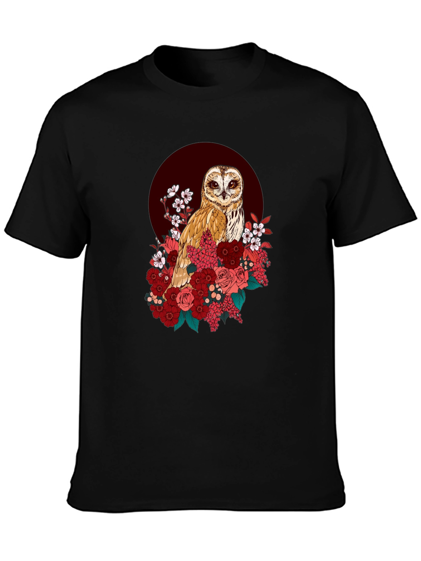 Owl & Floral Graphic T-Shirt