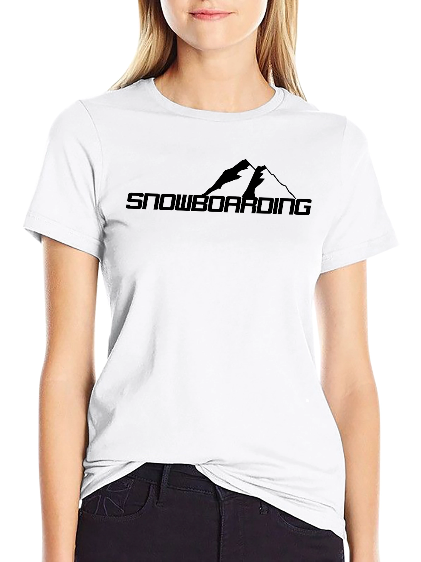 Snowboarding Graphic Tee - Black Cotton T-Shirt