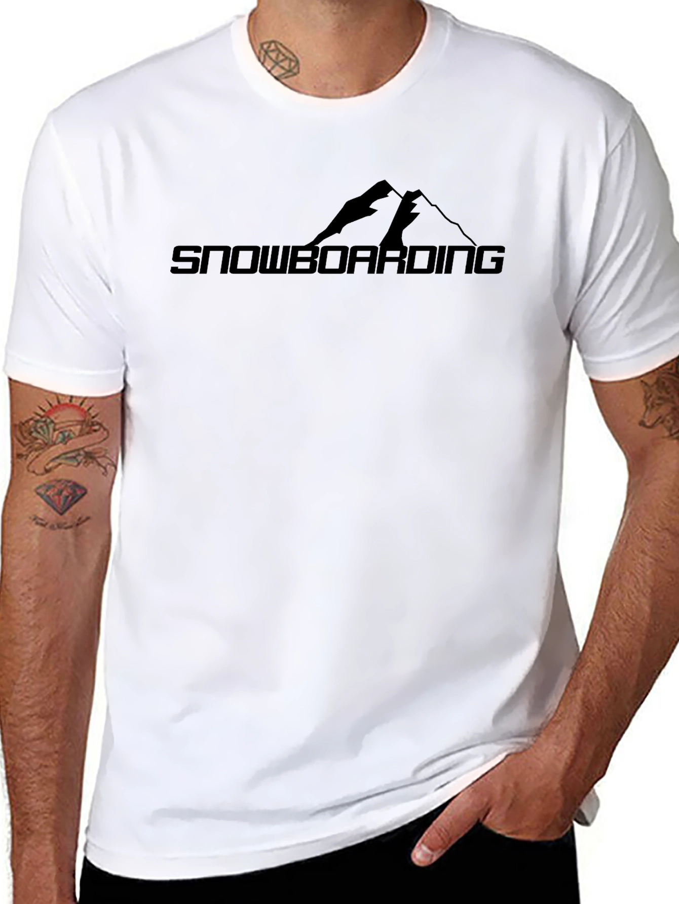 Snowboarding Graphic Tee - Black Cotton T-Shirt