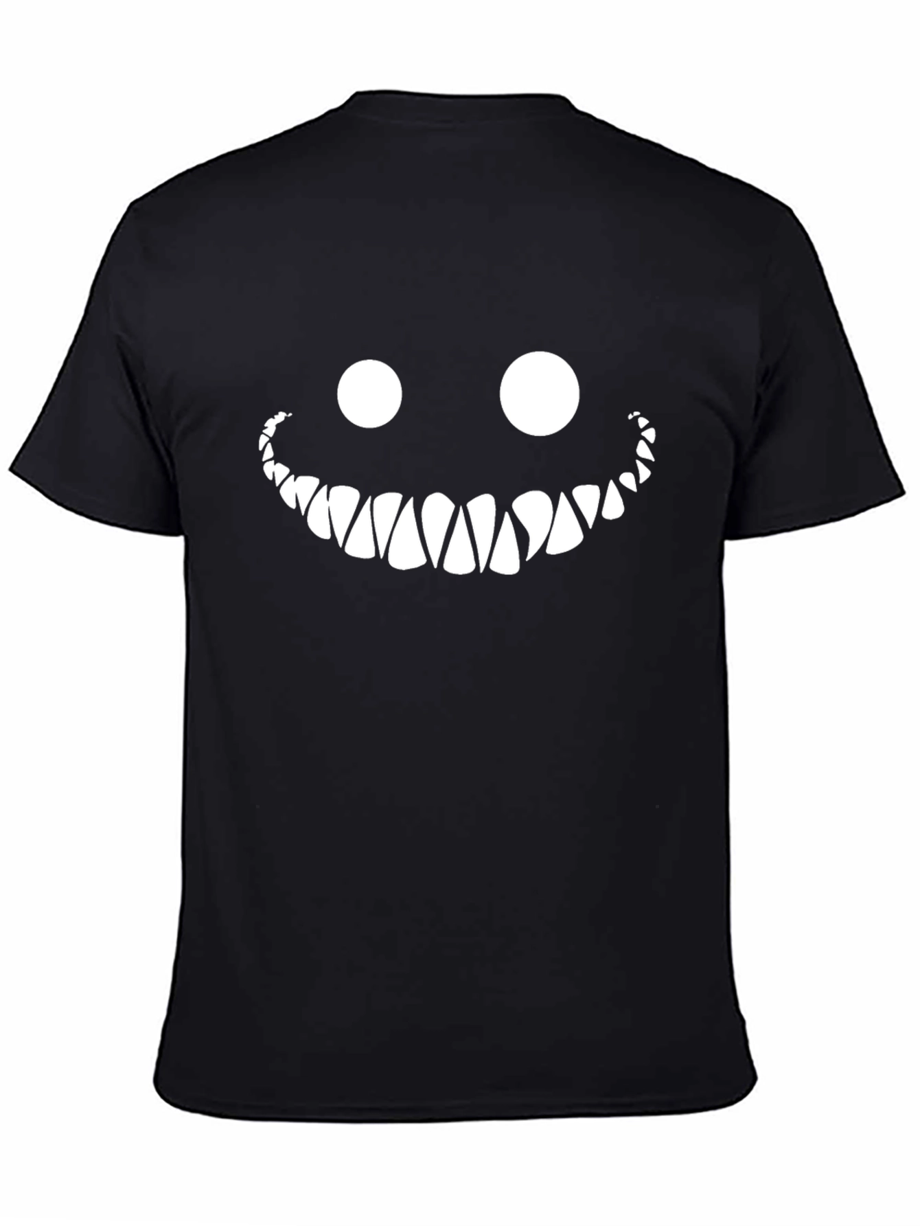 Mens Black T-Shirt with White Monster Smile Graphic