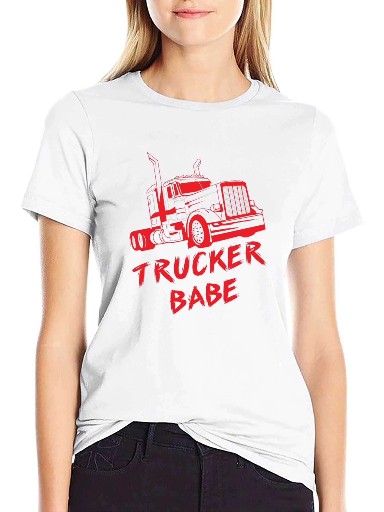 Trucker Babe Graphic Tee - Black