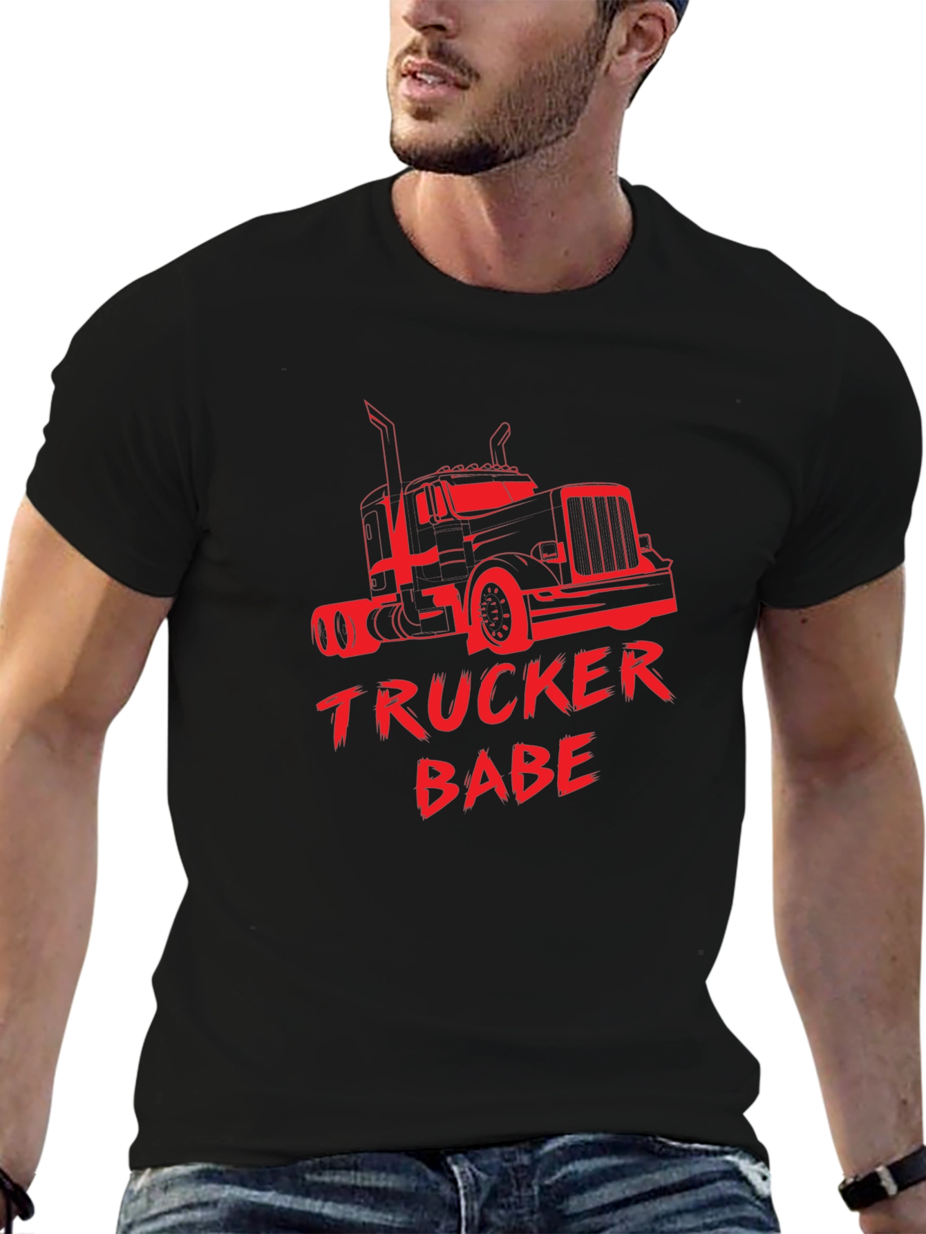 Trucker Babe Graphic Tee - Black