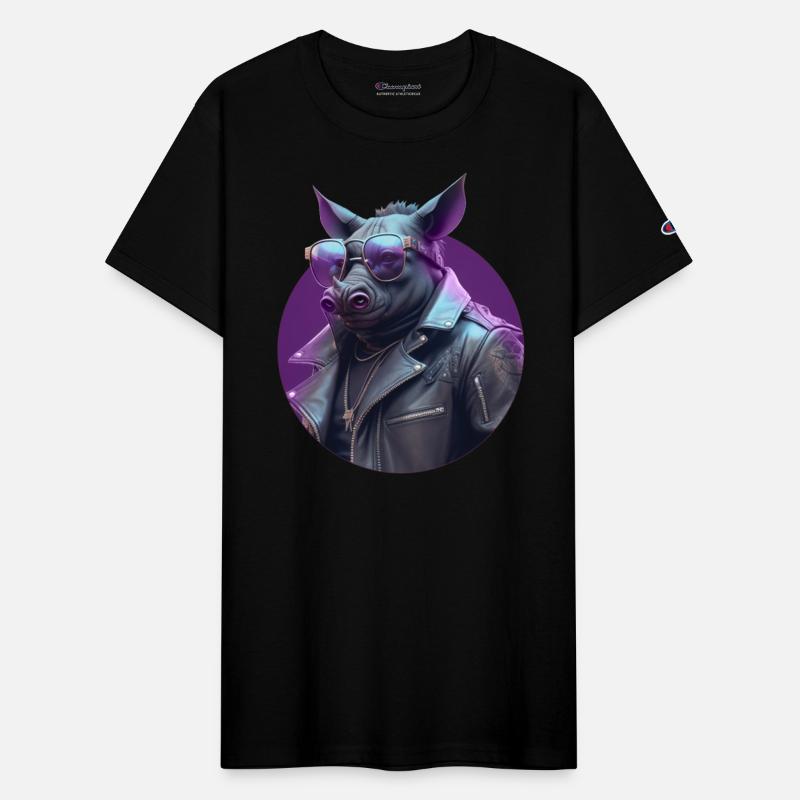 Rhinoceros with sunglasses and leather jacket