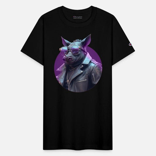 Rhinoceros with sunglasses and leather jacket