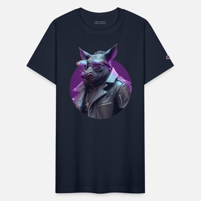 Rhinoceros with sunglasses and leather jacket