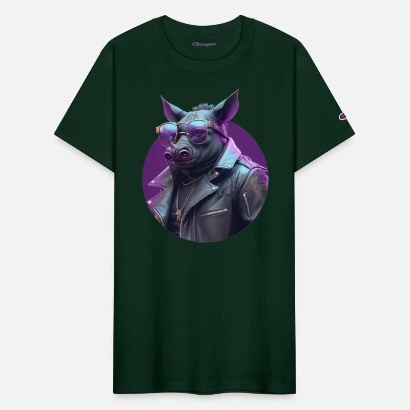 Rhinoceros with sunglasses and leather jacket