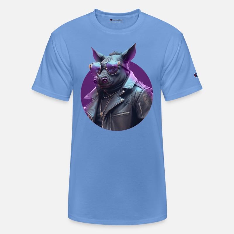 Rhinoceros with sunglasses and leather jacket