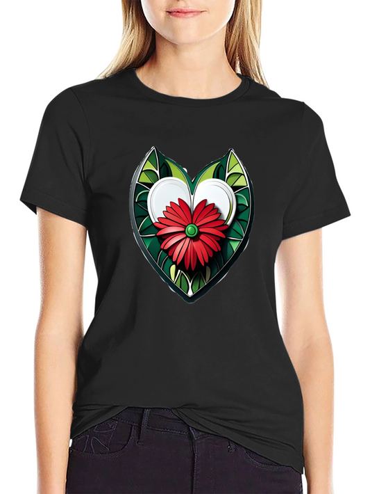 Floral Heart Graphic Tee - Stylish Unisex T-Shirt