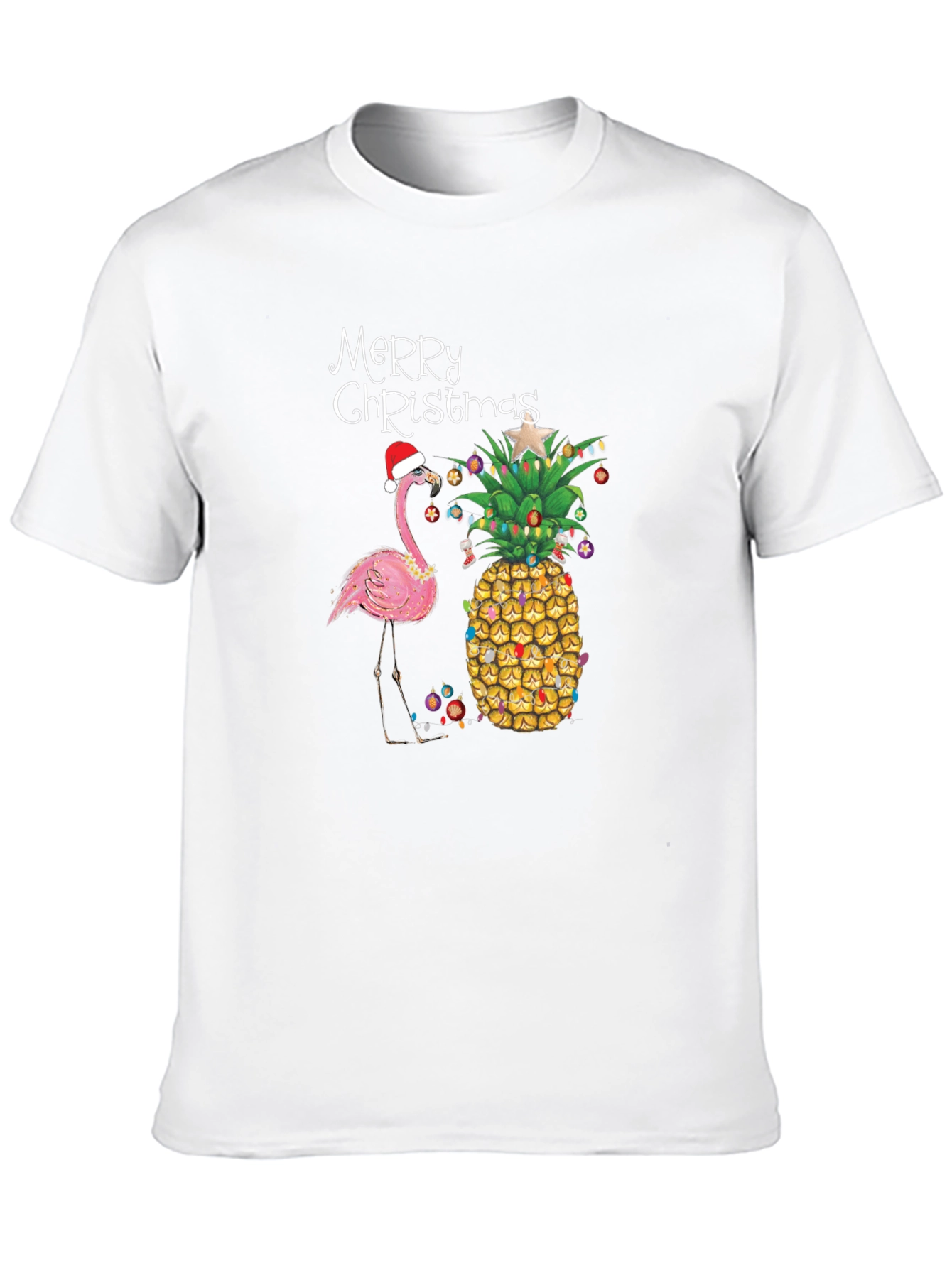 Festive Christmas Pineapple Flamingo T-Shirt