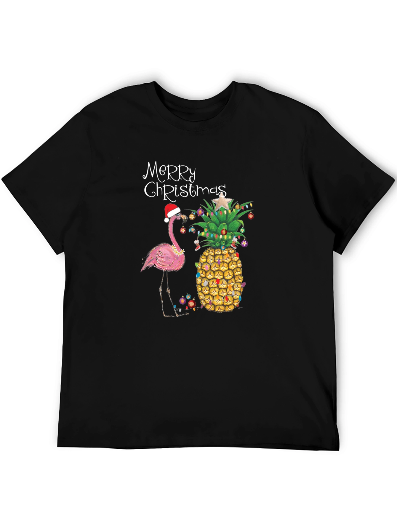 Festive Christmas Pineapple Flamingo T-Shirt