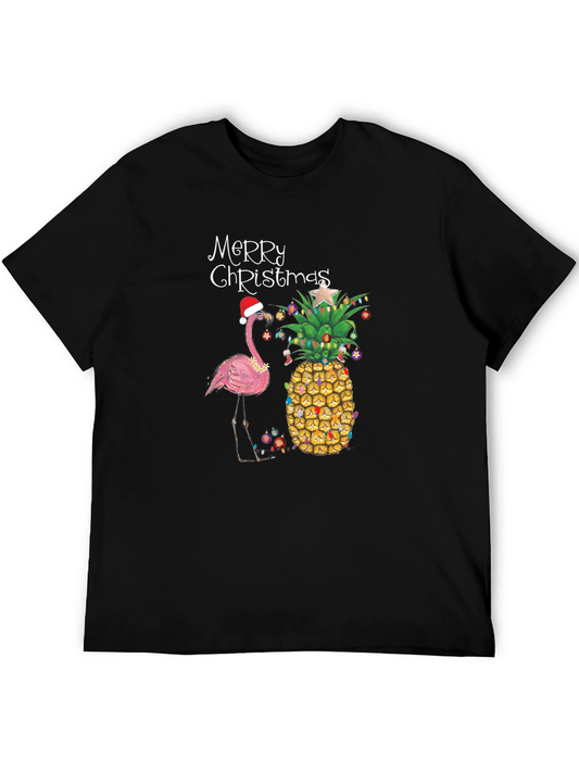 Festive Christmas Pineapple Flamingo T-Shirt