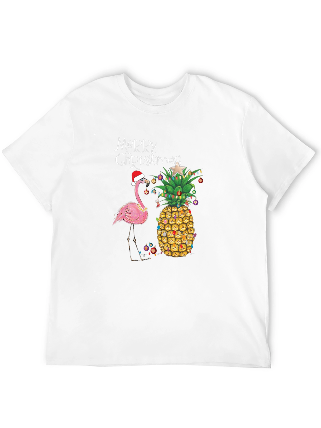 Festive Christmas Pineapple Flamingo T-Shirt