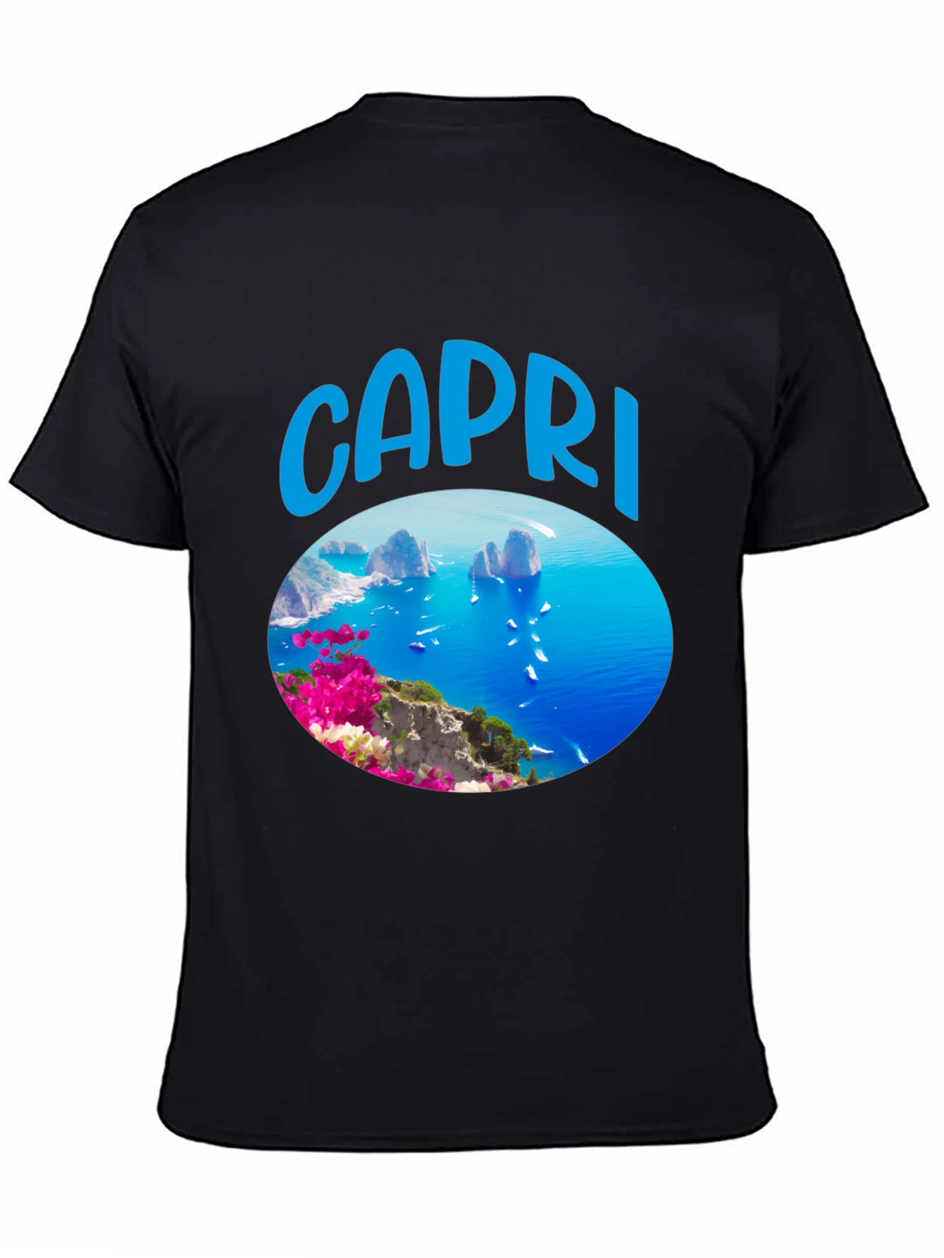 Capri Island Scenic Graphic Tee - Black