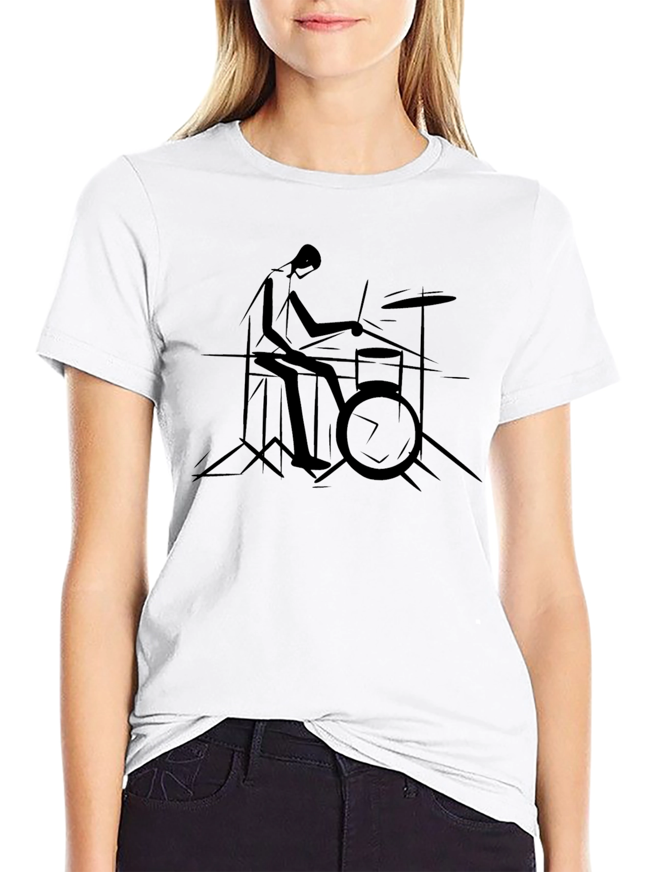 Drummer Graphic Tee - Stylish Black T-Shirt