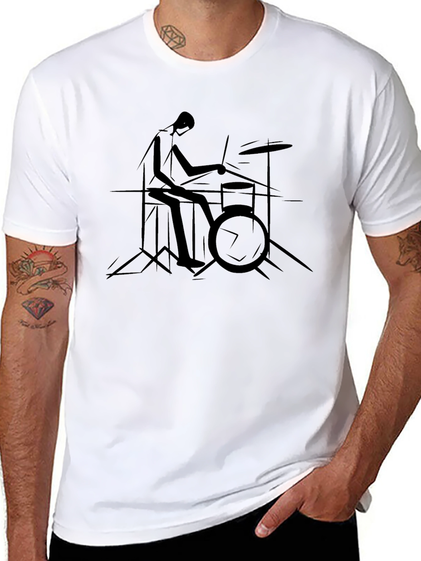 Drummer Graphic Tee - Stylish Black T-Shirt